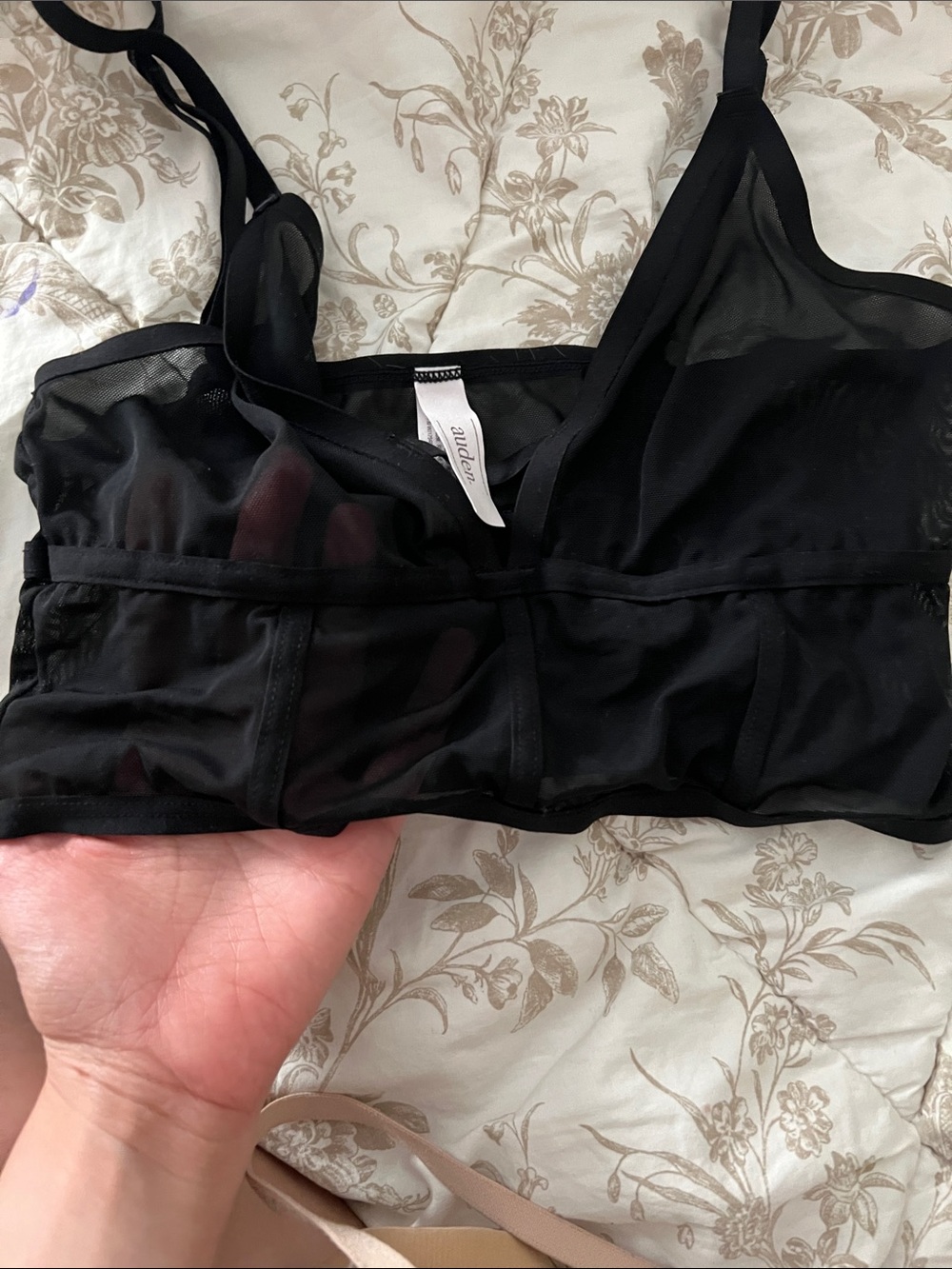 Auden Black Sheer Longline Bralette